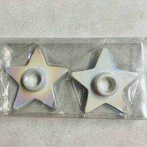 Target Bullseye Ceramic Iridescent Taper  star-Shaped Candle Holders NEW